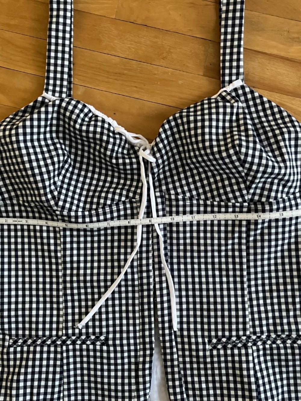 Country western bustier top in navy gingham - Zara XXL NWT - Picture 3 of 7